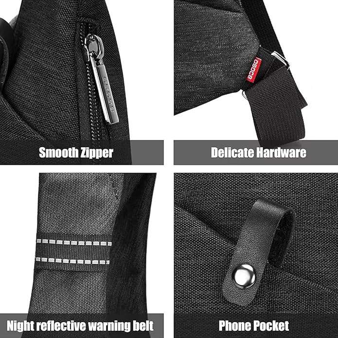 OSOCE Crossbody Sling Bag, Water-Resistant Anti Theft Chest Pack, Minimalist Commuter Daypack for Travel Hiking Work