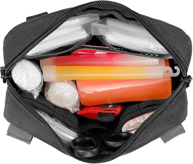 FRTKK Tactical Molle Admin Pouch Utility Laser Cut EDC Tool Pouch Bag Horizontal Modular Pouches Include US Flag Patch and Keychain