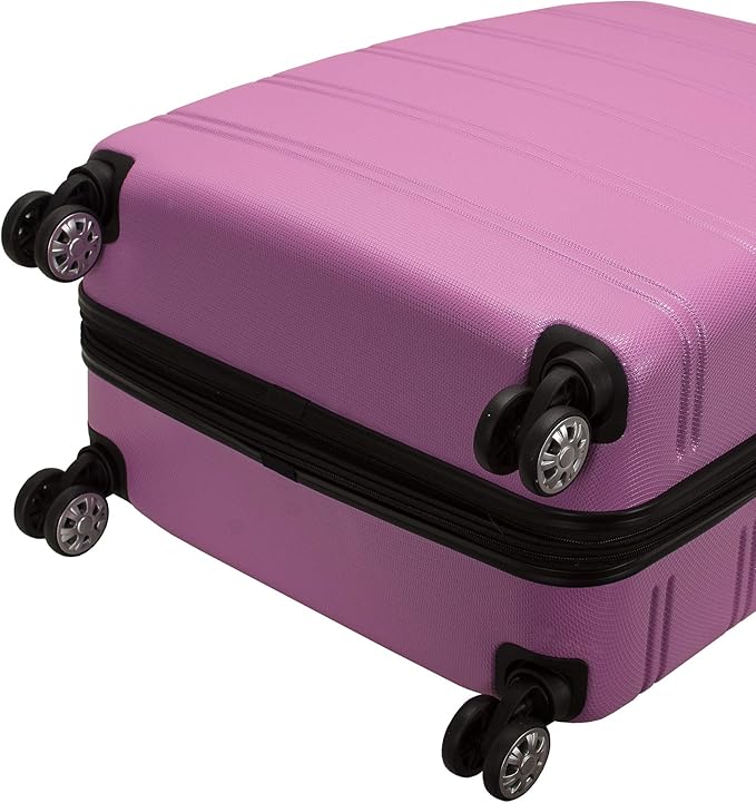 Rockland Melbourne Hardside Expandable Spinner Wheel Luggage, Pink, 3-Piece Set (20/24/28)