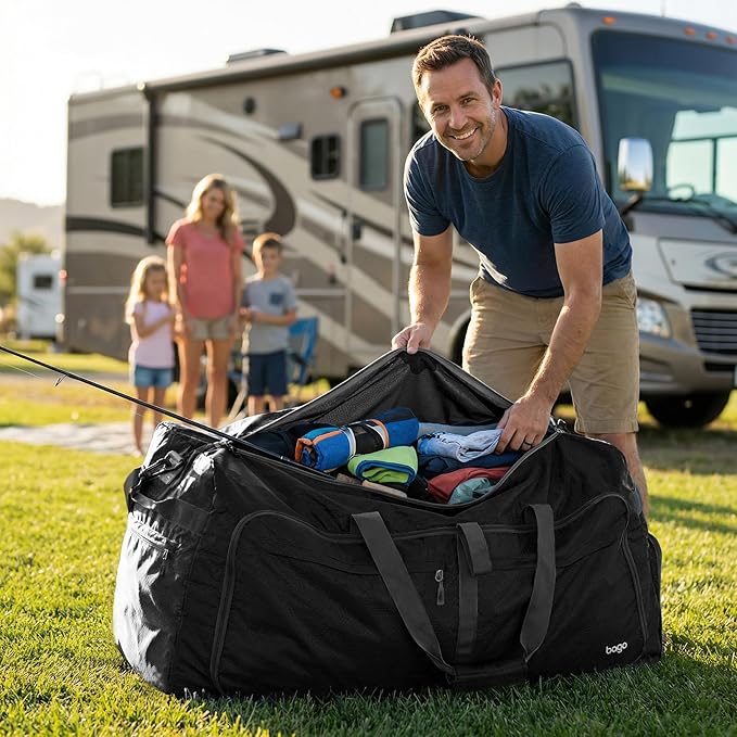 Bago Extra Large Duffle Bag for Travel Women & Men. Durable, Lightweight, Foldable Travel Duffel Bags For Traveling Women. 140L Duffle Bags Use As a Weekender Bag with Shoe Compartment, Checked Duffel