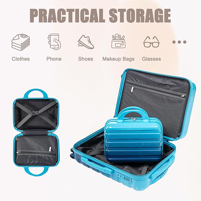 Hardside Luggage, Lightweight Durable Suitcases with Spinner Wheels Navy(horizontal stripe)