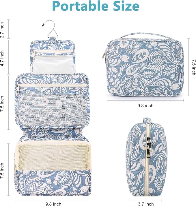 Mossio Hanging Toiletry Bag with Sturdy Hook - Large Portable Cosmetic Makeup Travel Organizer for Men & Women