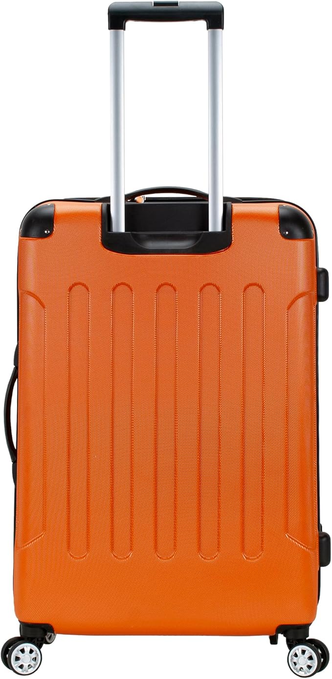 Rockland London Hardside Expandable Spinner Wheel Luggage, Orange, Checked-Large 28-Inch