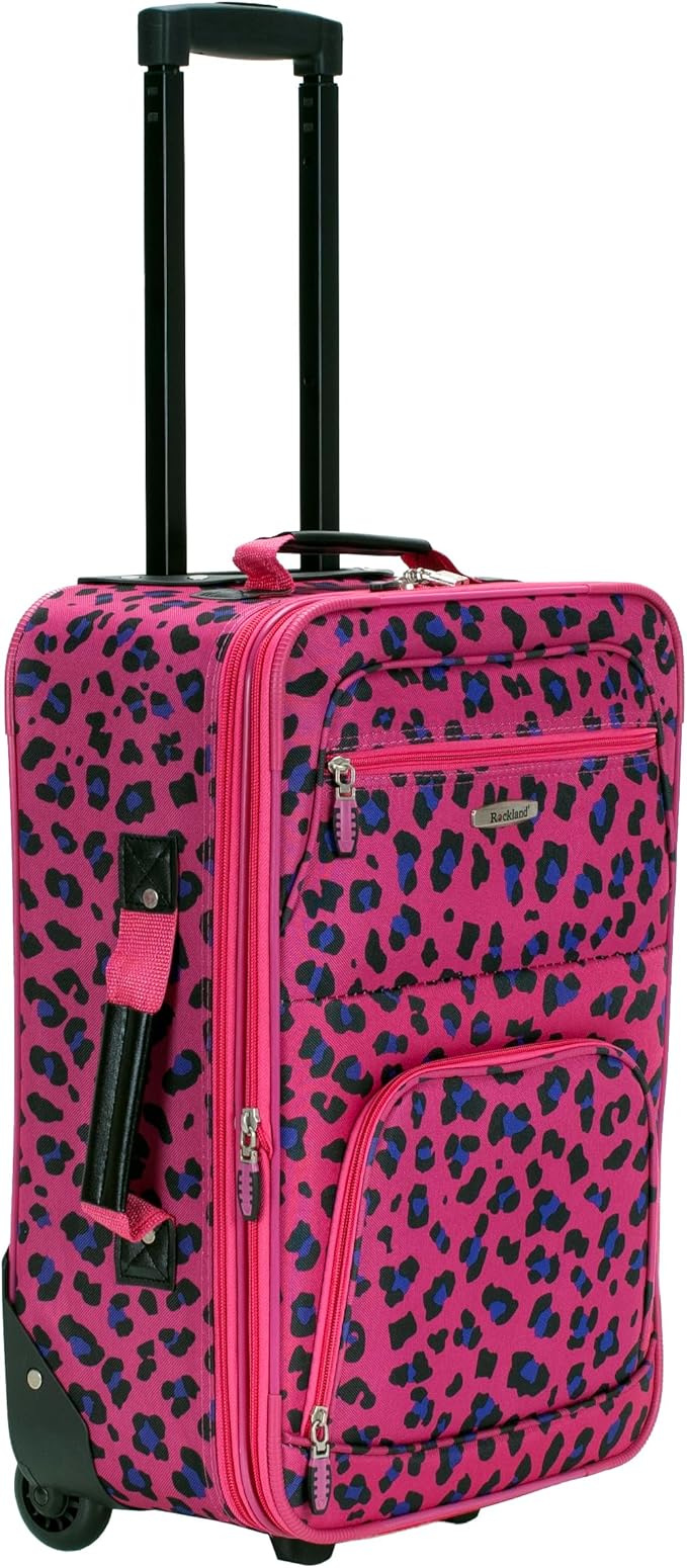 Rockland Fashion Softside Upright Luggage Set, Magenta Leopard, 2-Piece (14/19)