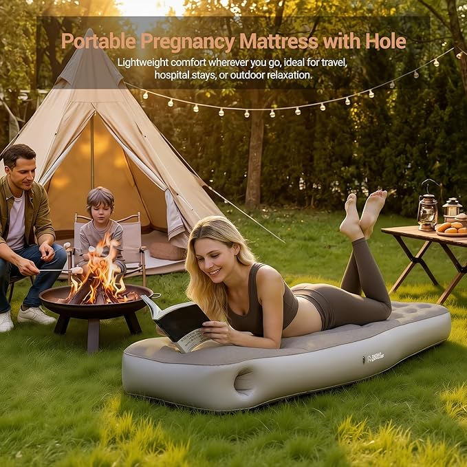 Inflatable Pregnancy Pillow with Belly & Head Hole, Prone Pregnancy Pillow for Stomach Sleepers, Belly Pillow Pregnancy Mattress for Pregnant Women, Maternity airbed Pool Float for Tummy Massage