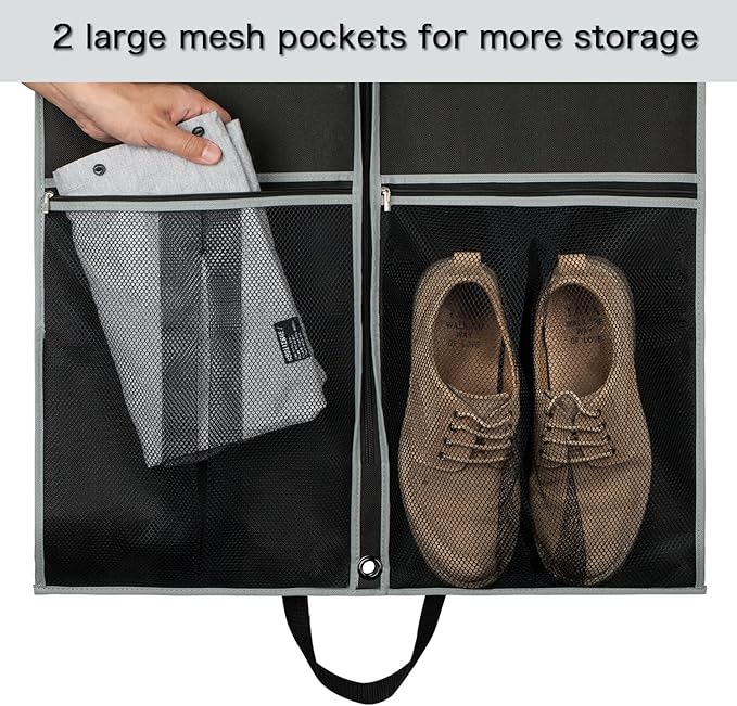 Zilink Long Garment Bags for Dresses Coat Bags for Travel and Storage 60 inches Gusseted Suit Cover Protector for with 2 Large Mesh Pockets and 2 Carry Handles for Suit Coat, Dress, Tuxedos Set of 2