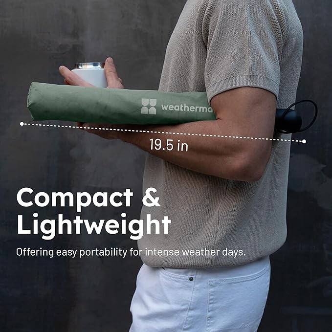 Weatherman Premium Collapsible Travel Umbrella - Windproof, Compact, Easy Auto Open - Resists Up to 55 MPH Winds - Perfect for Rain, Wind, Backpack, Car - Folding Umbrella (Blush)