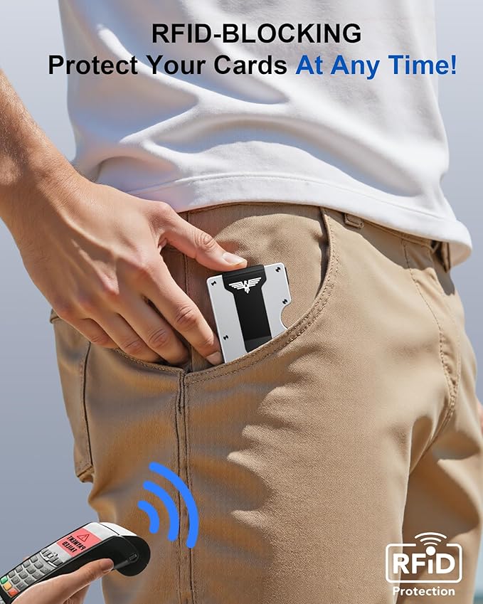 Upgraded Hinged Minimalist Wallet for Men | Slim Metal RFID Blocking Wallet | Credit Card Holder & Money Clip Holds 20 Cards | Premium Scratch-Resistant Finish | Ideal Gift for Men(AirTag Compatible)