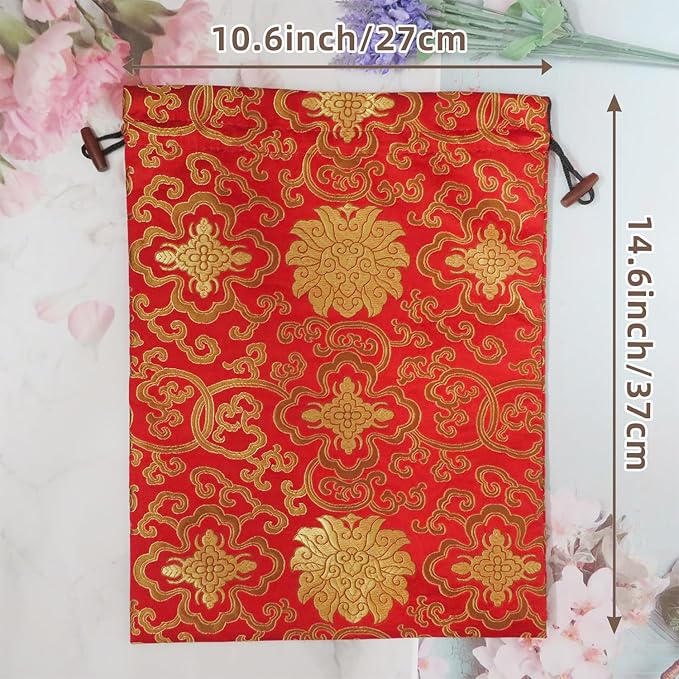 Ouyatoyu 3pcs Embroidered Silk Flower Design Jacquard Travel Bags - Laundry, Shoe, Lingerie & Underwear Storage for Men & Women - Washable Cloth Shoe Bags