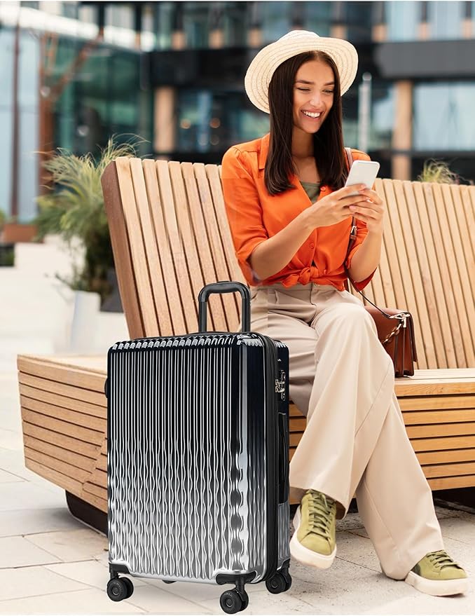 Checked 25 inch Luggage, ABS+PC Hardshell Suitcase Lightweight Large Travel Luggage with Spinner Wheels & TSA Lock