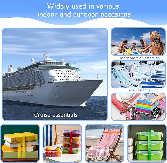 12 Pack Towel Band for Beach Pool Lounge Chair Strap Clip Carnival Cruise Ship Essentials Summer Vacation Must Have Hawaiian Trip Accessories Door Decoration Magnetic Women Bag Gift Beachy Trip