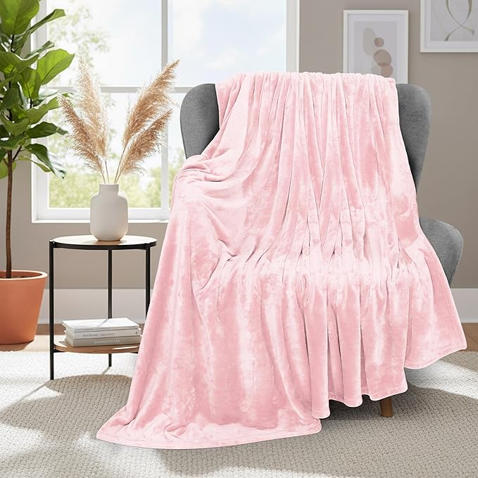 Utopia Bedding Fleece Blanket Throw Size Pink 300GSM Luxury Anti-Static Fuzzy Soft Microfiber Blanket for Couch, Sofa and Bed (50x60 Inch)
