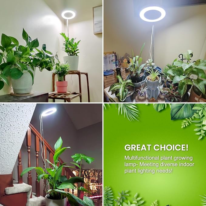 Kullsinss Grow Lights for Indoor Plants Full Spectrum, 80 LEDs Plant Light for Indoor Growing with 2 Mounting Options, 6/12/16H Timer, 3 Spectrum Modes, 9.8"-37.4" Height Adjustable Desk Grow Lamp