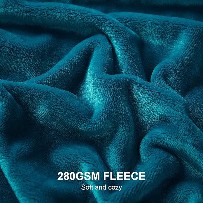 Hansleep Fleece King Size Blanket for Bed Teal, Super Soft Flannel Fuzzy King Size Plush Cozy Blanket for All Seasons, Teal, King 90x108 Inches