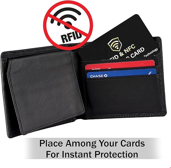 SaiTech IT 5 Pack RFID Blocking Card, One Card Protects Entire Wallet Purse, NFC Contactless Bank Debit Credit Card Protector ID ATM Guard Card Blocker–(Black)