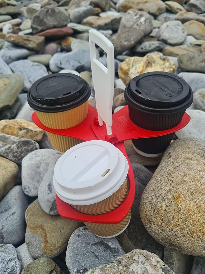 CarryAround Fold Away Cup Carrier/Caddy [Made in UK] [Blues] Take-Out Coffee Soft Drink Pint Beer Beverage Holder, Sturdy Reusable Pocket Size, Festival Sports Gigs Easy Safe - hot Drinks, 2,3,4 Cups