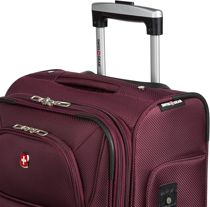 SWISSGEAR Sion Softside Expandable Spinner Luggage Durable Lightweight Travel Suitcase, Merlot, Carry-On 21-Inch