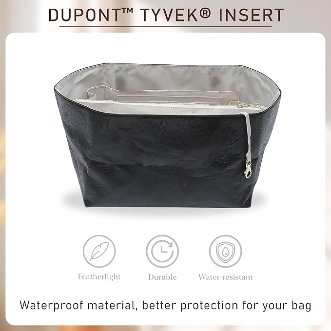 Doxo Long Champ Organizer Insert, Bag Organizer Insert for le pliage Large and More, Lightweight Waterproof DupontPaper, Keeps Handbags Shaped & Neat, 6 Compartments, 4 Size (Black, L)