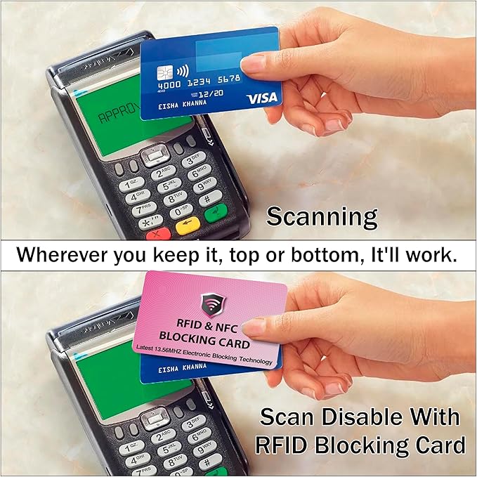 SaiTech IT 5 Pack RFID Blocking Cards Protect Your Entire Wallet, Purse, and Cards from NFC Contactless Theft Wallet for Men & Women - Pink