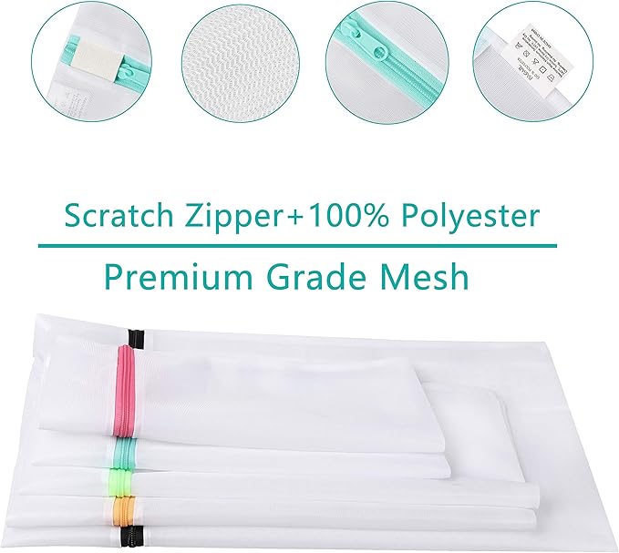 BAGAIL Laundry Bags Mesh Wash Bag for Intimates Lingerie and Delicates,7Pcs(1XL,2L,2M,2 Bra Bags) (Pack of 2)