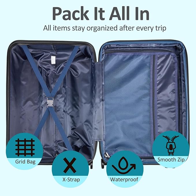Carry on 20inch Luggage with Spinner Wheels, Lightweight PC+ABS Hard Shell Suitcases, Expandbale Storage & TSA Aprovel Lock