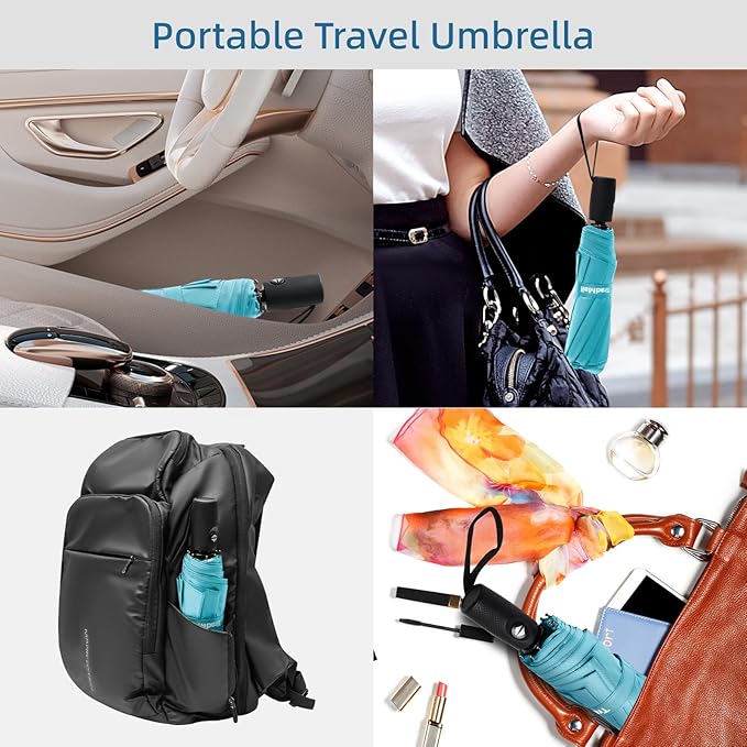 TradMall Travel Umbrella, 42/45 Inches Double Vented Canopy Windproof Automatic Strong Compact Folding Umbrellas for Rain Women and Men
