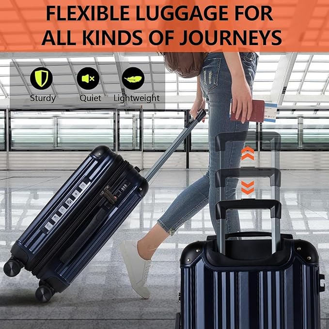 OUZZO Luggage Sets 2 Piece Expandable 20/24 Inch Suitcase with Double Spinner Wheels Lightweight ABS+PC Hardshell Travel Suitcase Sets with TSA Lock USB Port Business & Family Trips