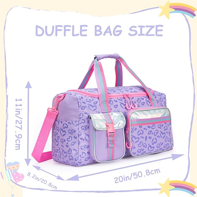 Kids Duffle Bag Girls Women Travel Bag Gifts Overnight Bag for Girls Women Tote Sleepover Bags for Girl Gym Dance Bags with Shoes Compartment