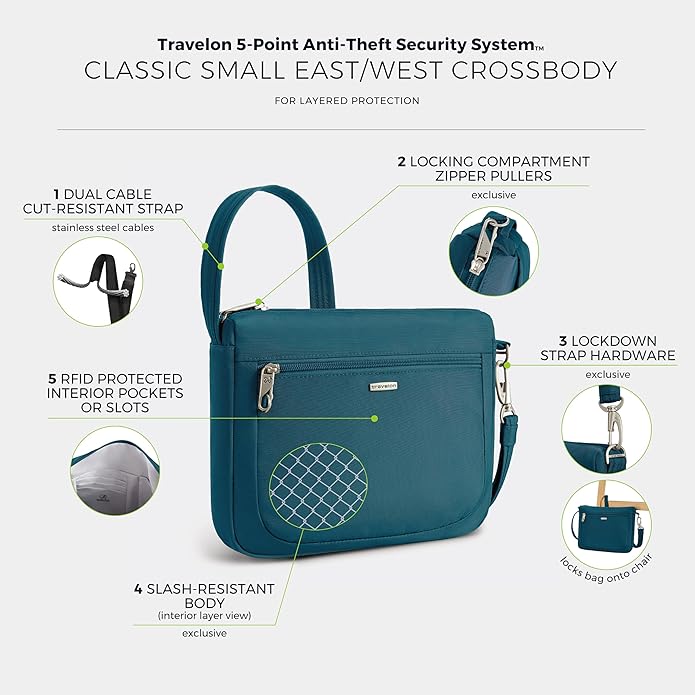 Travelon Anti-Theft Classic Small East/West Crossbody