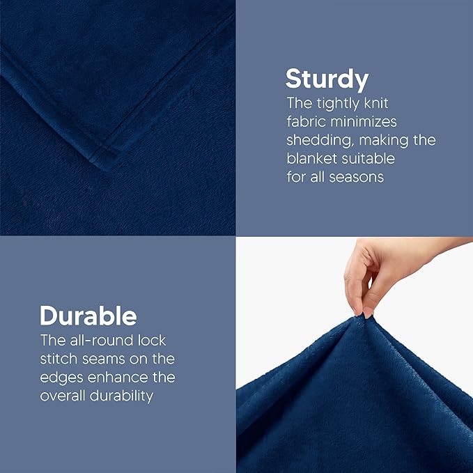 Utopia Bedding Fleece Blanket Throw XL Size Navy 300GSM Luxury Anti-Static Fuzzy Soft Microfiber Blanket for Couch, Sofa and Bed (70x50 Inch)