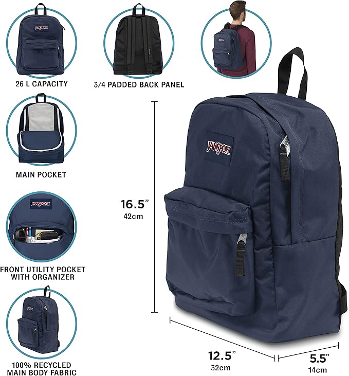 JanSport SuperBreak One Backpacks - Durable, Lightweight Bag with 1 Main Compartment, Front Utility Pocket with Built-in Organizer - Premium Backpack, Russet Red