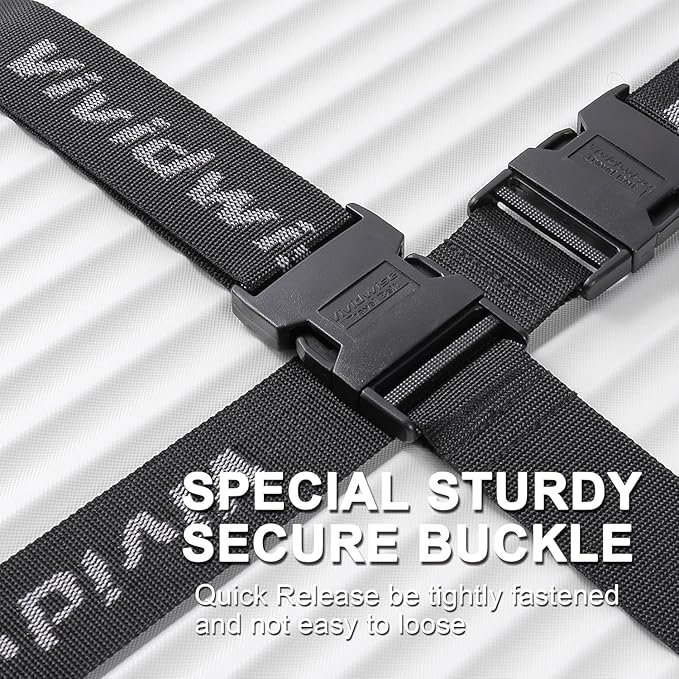 Luggage Straps, Stretchable Luggage Connector Straps for Suitcases, Quick Release Buckle Add A Bag Adjustable Attachment Accessories Belts (Black, 1.73" W)