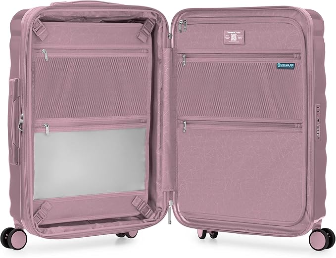 Traveler's Choice Edinburgh II Hardside Spinner Luggage, TSA Lock, Pink, 3 Piece Set (21/25/29)