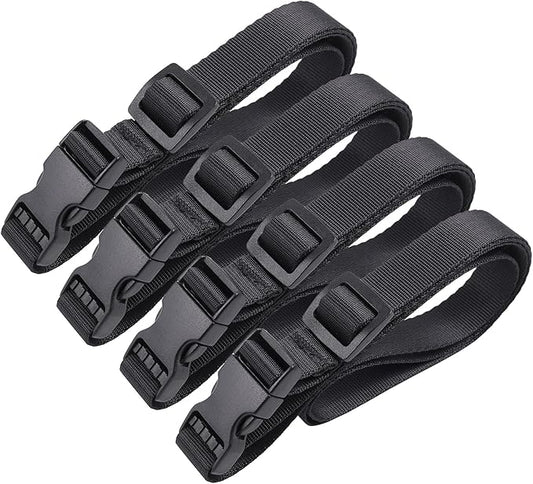 Vigorport Utility Straps Quick Release Nylon Backpack Accessory Bag Strap,Adjustable for Hiking,Travel,Outdoor Sports-4 Pack (Black, 0.75" W-40 L)