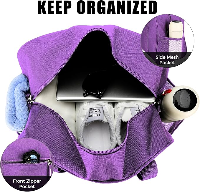 SeaRock 14 inch Small Gym Bag for Men & Women, Mini Duffle Bag for Travel Sports, Lightweight Carry On Duffel Bag, Purple