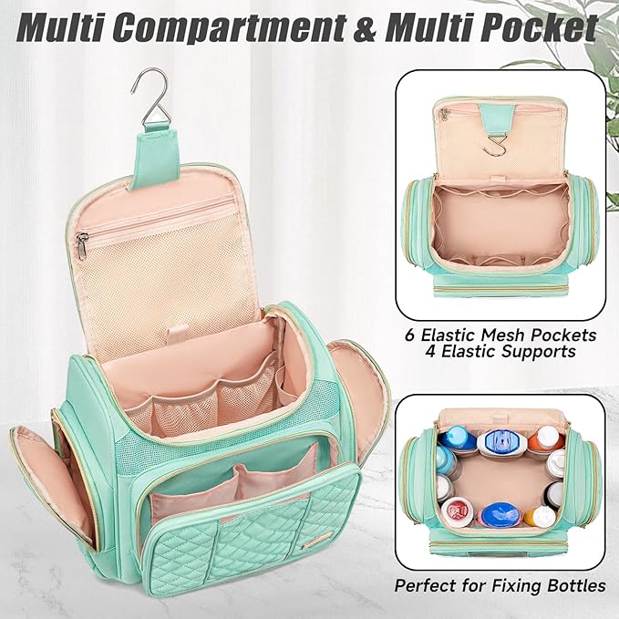 Large Toiletry Bag for Women Men,Bathroom Bag,Water Resistant Shower Bag,Makeup Bag,Portable Shower Caddy for College Dorm,Hanging Travel Toiletry Bag with Transparent Waterproof Phone Pocket
