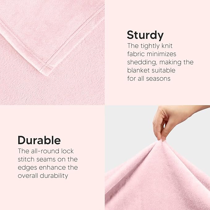 Utopia Bedding Fleece Blanket Queen Size Pink 300GSM Luxury Fuzzy Soft Anti-Static Microfiber Bed Blanket (90x90 Inch)