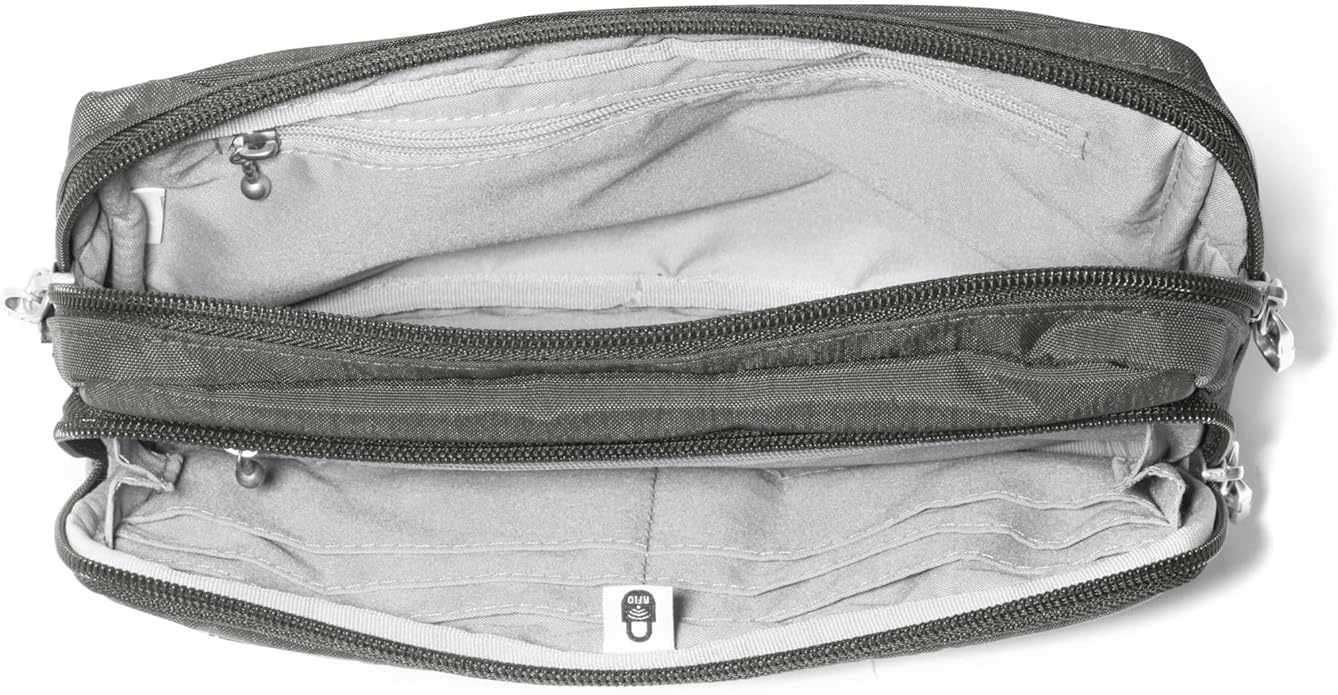 Baggallini Securtex Anti-theft Belt Bag 8.8"x5.5" Crossbody Fanny Pack for Women RFID Wallet Locking Zipper Travel Purse