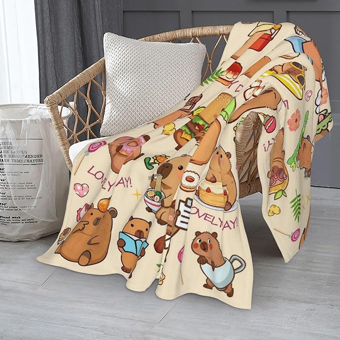 Capybara Blanket Gifts for Kids Girls Boys Adults Animals Lovers, Flanne Throw Blanket, Soft Cozy, Warmth, Fluffy Fuzzy Blankets for Couch, Bed, Travel, Living Room, Home, Decor (Capybara 2, 50"x40")