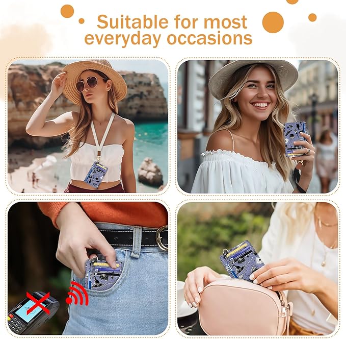 Yonlevres Credit Card Holder Slim Wallet, Magic Goth RFID Wallet Women Front Pocket Small Card Holder Travel Cute Funny Thin Card Case ID Window PU Leather RFID Blocking Card Organizer Gifts Girls
