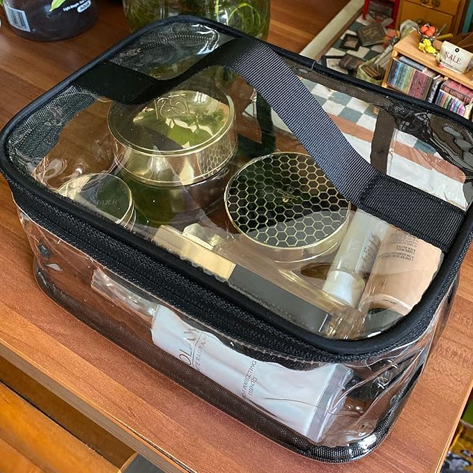 Toiletry Bag Makeup Cosmetic Clear Bag Portable Waterproof Transparent Travel Storage Black