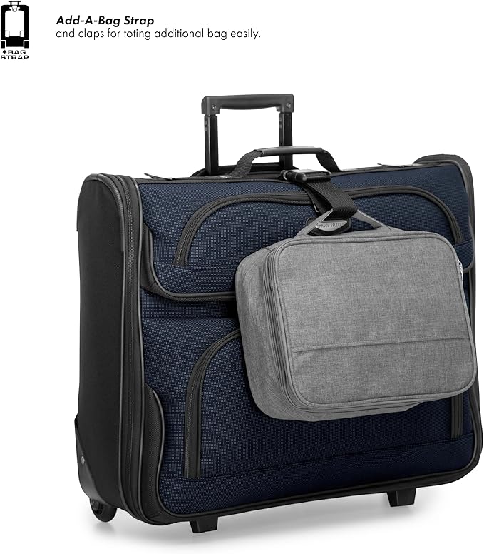 Travel Select Amsterdam Business Rolling Garment Bag, Softside Expandable Rolling 2-Wheeled Suit Carrier, Navy, One Size