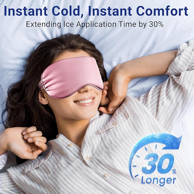 Self Care Gifts for Women: Cooling Eye Mask for Eye Care - Fsa Eligible Items Migraines Headache Relief Ice Pack Mask Products - Cold Compress for Puffy Eyes - Relaxing Mothers Day Gifts (Pink)