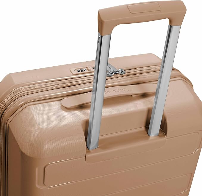 Traveler's Choice Pagosa Hardshell Expandable Luggage with Spinner Wheels, Latte Beige, 3-Piece Set (22/26/30)