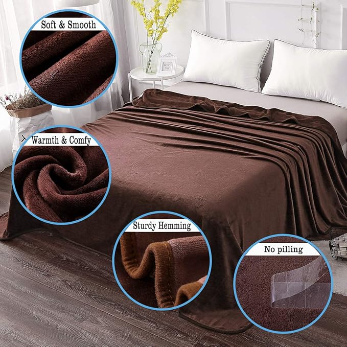 HOZY Soft Blanket Travel Size Fleece Warm Fuzzy Throw Blankets for The Bed Sofa Lightweight 350GSM Travel 50"*61"