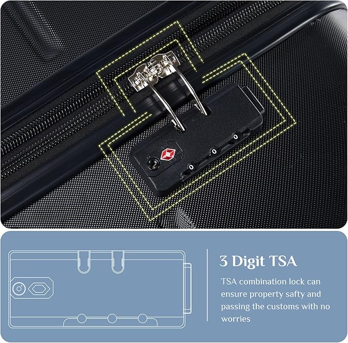 OLIXIS 29 Inch Luggage, Hardside Checked Suitcase with Spinner Wheels, Lightweight ABS Hard Shell Travel Luggage, TSA Approved Lock, Expandable Large Suitcase for Business & Travel–Black