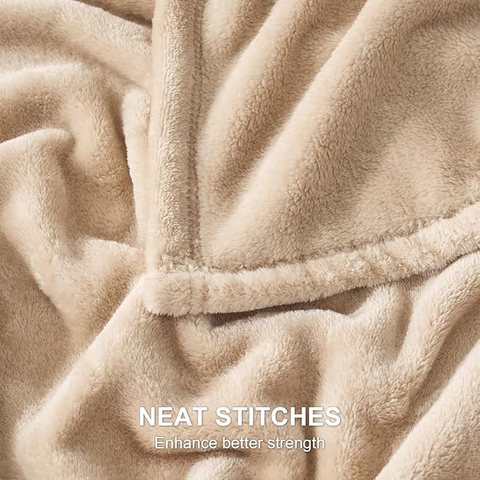 Hansleep Fleece Light Camel Twin Blanket, Super Soft Flannel Fuzzy Plush Cozy Blanket for All Seasons, Light Camel, Twin 60x80 Inches