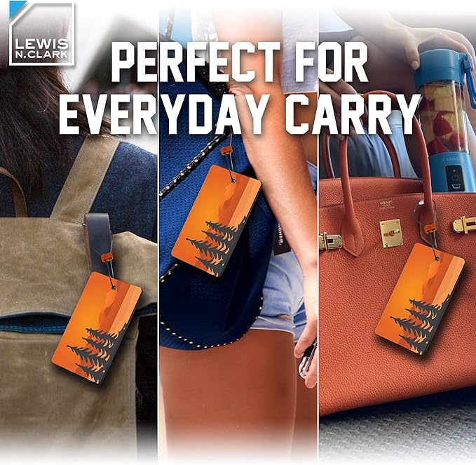 Lewis N. Clark Travel Green Luggage Tag and Suitcase Identifiers for Women and Men, Carry on, Backpack and More, Orange Trees, 1-Pack