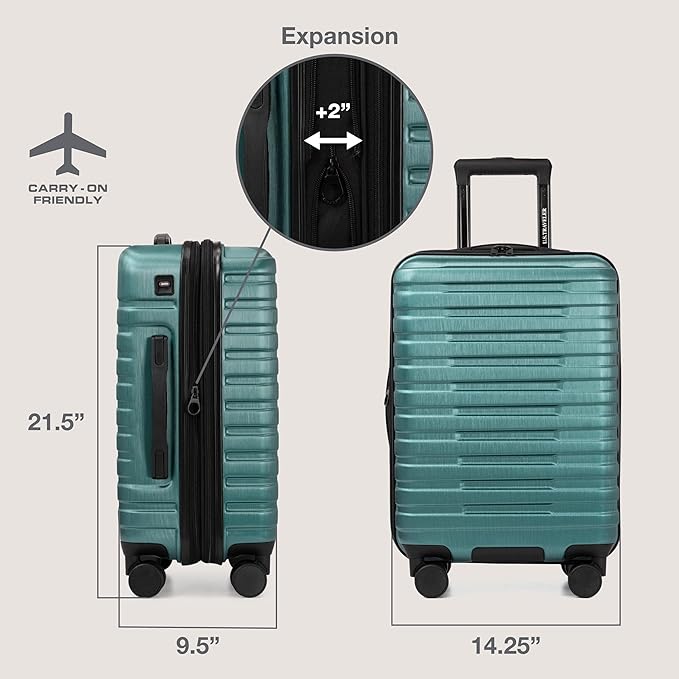 U.S. Traveler Boren Expandable Hardside Rugged Travel Luggage with 8 Spinner Wheels, Teal, 2-Piece Set