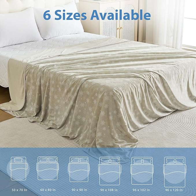 OIGAE Cooling Blanket for Hot Sleepers - Soft & Lightweight Summer Cold Blanket for Night Sweats | Perfect for Bed, Couch, Sofa (Dune, Throw 50'' x 70'')